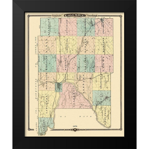 Columbia Wisconsin Landowner - Snyder 1878 Black Modern Wood Framed Art Print by Snyder
