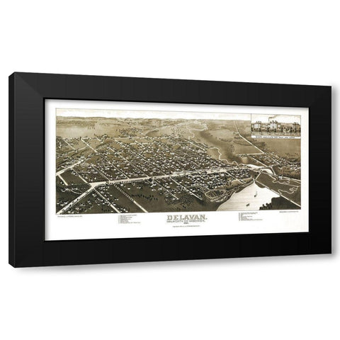 Delavan Wisconsin - Stoner 1884 Black Modern Wood Framed Art Print with Double Matting by Stoner