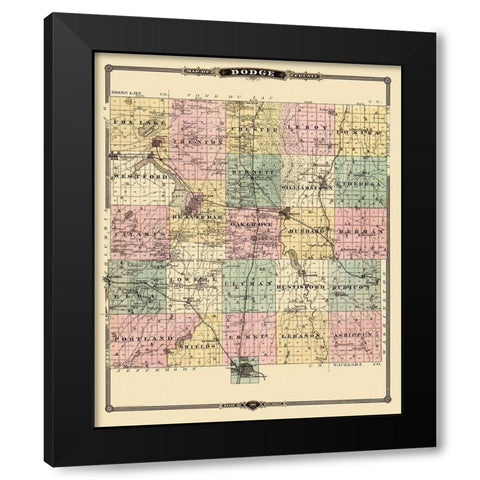 Dodge Wisconsin Landowner - Snyder 1878 Black Modern Wood Framed Art Print with Double Matting by Snyder