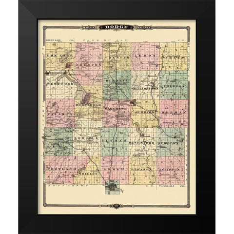 Dodge Wisconsin Landowner - Snyder 1878 Black Modern Wood Framed Art Print by Snyder