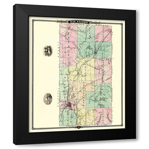 Eau Claire Wisconsin Landowner - Snyder 1878 Black Modern Wood Framed Art Print with Double Matting by Snyder