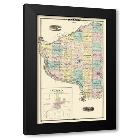 Grant Wisconsin Landowner - Snyder 1878 Black Modern Wood Framed Art Print with Double Matting by Snyder