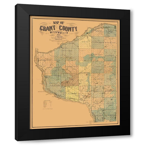 Grant County Wisconsin - Wilson 1857 Black Modern Wood Framed Art Print by Wilson