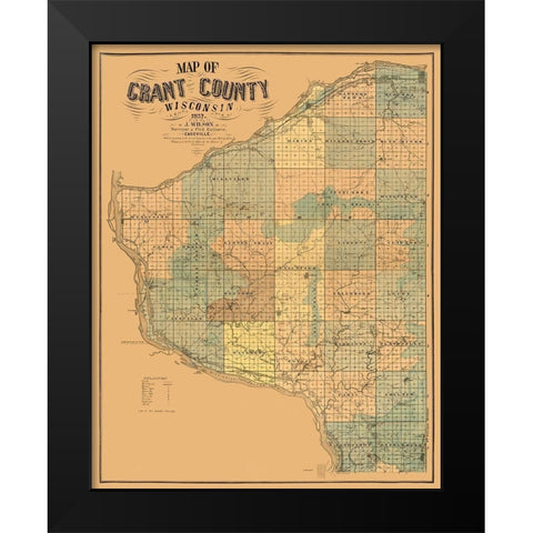 Grant County Wisconsin - Wilson 1857 Black Modern Wood Framed Art Print by Wilson