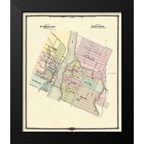 Ft Howard, Green Bay Wisconsin - Snyder 1877 Black Modern Wood Framed Art Print by Snyder