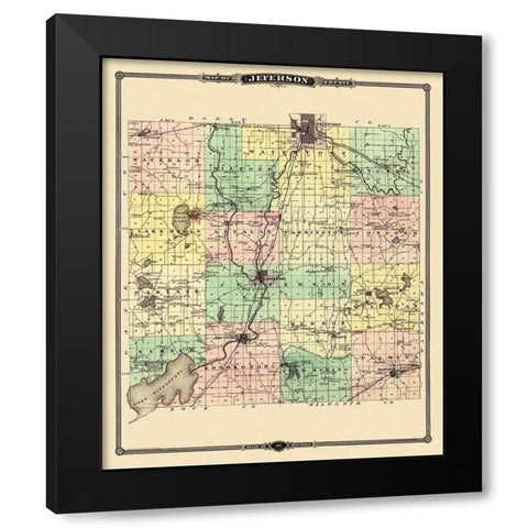 Jefferson Wisconsin Landowner - Snyder 1878 Black Modern Wood Framed Art Print with Double Matting by Snyder