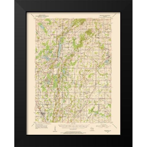 Kewaskum Wisconsin Quad - USGS 1955 Black Modern Wood Framed Art Print by USGS