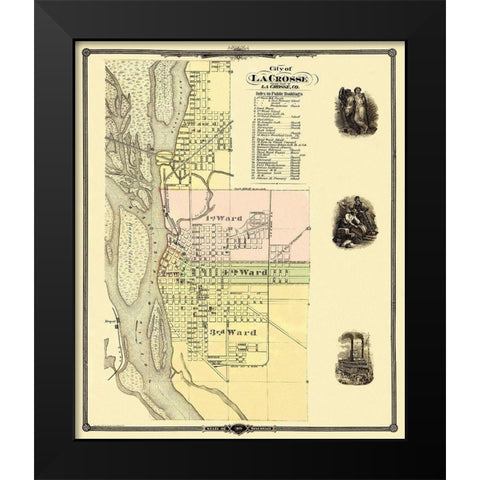 La Crosse Wisconsin - Snyder 1878 Black Modern Wood Framed Art Print by Snyder