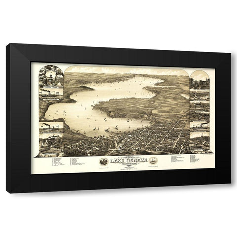 Lake Geneva Wisconsin - Poole 1882 Black Modern Wood Framed Art Print with Double Matting by Poole