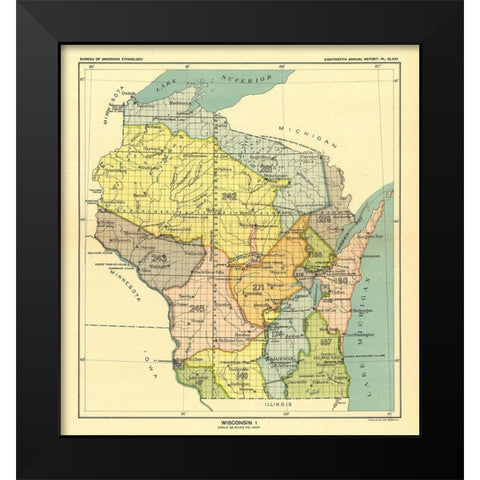 Wisconsin - Lake Superior - Hoen 1896 Black Modern Wood Framed Art Print by Hoen