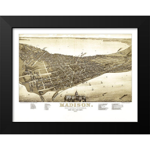 Madison Wisconsin - Norris 1885 Black Modern Wood Framed Art Print by Norris