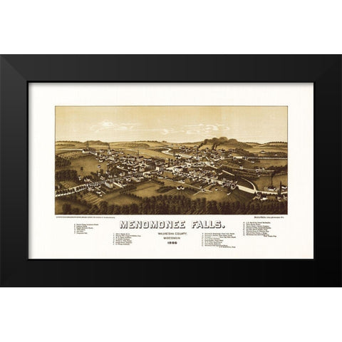 Menomonee Falls Wisconsin - Norris 1886 Black Modern Wood Framed Art Print by Norris