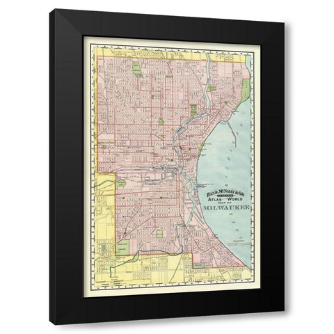 Milwaukee Wisconsin - Rand McNally 1894 Black Modern Wood Framed Art Print by Rand McNally