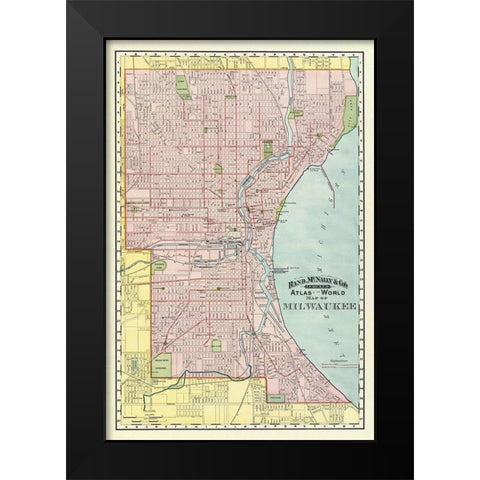 Milwaukee Wisconsin - Rand McNally 1894 Black Modern Wood Framed Art Print by Rand McNally
