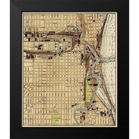 Milwaukee Harbor Wisconsin Landowner Black Modern Wood Framed Art Print by War Department