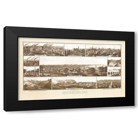 Milwaukee Wisconsin - Beck 1882 Black Modern Wood Framed Art Print with Double Matting by Beck