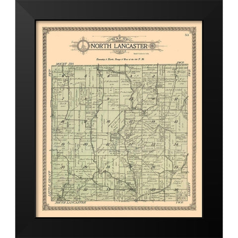 North Lancaster Wisconsin - Ogle 1918 Black Modern Wood Framed Art Print by Ogle