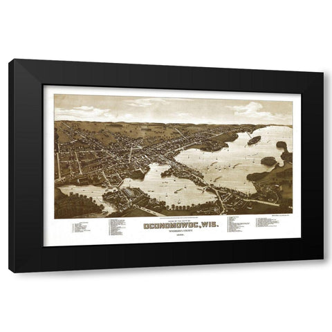 Oconomowoc Wisconsin - Norris 1885 Black Modern Wood Framed Art Print by Norris