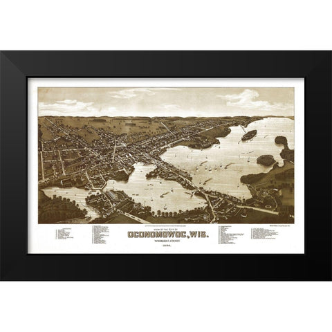 Oconomowoc Wisconsin - Norris 1885 Black Modern Wood Framed Art Print by Norris