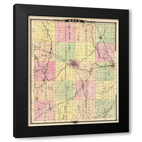 Rock Wisconsin - Snyder 1878 Black Modern Wood Framed Art Print with Double Matting by Snyder