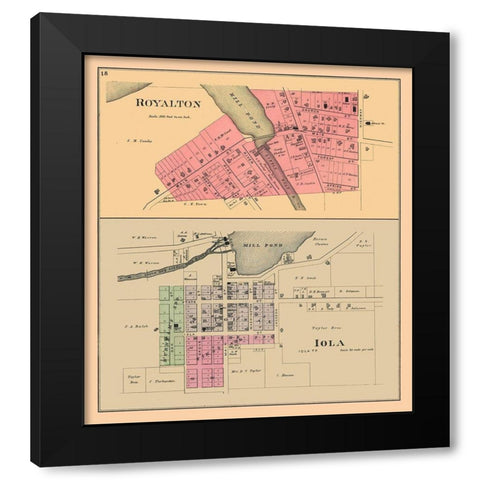 Royalton, Iola Wisconsi - Foote 1889 Black Modern Wood Framed Art Print by Foote
