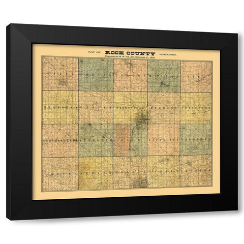 Rock County Wisconsin - Hixon 1900 Black Modern Wood Framed Art Print with Double Matting by Hixon