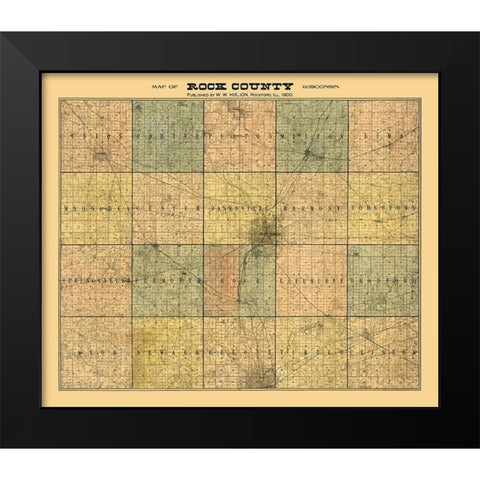 Rock County Wisconsin - Hixon 1900 Black Modern Wood Framed Art Print by Hixon