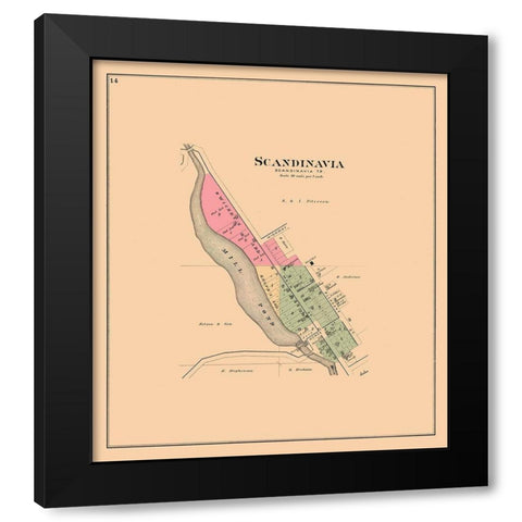 Scandinavia Wisconsin Foote 1889 Black Modern Wood Framed Art Print with Double Matting by Foote