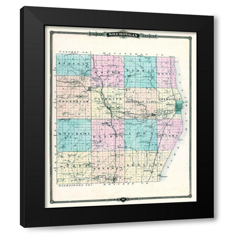 Sheboygan Wisconsin Landowner - Snyder 1878 Black Modern Wood Framed Art Print by Snyder