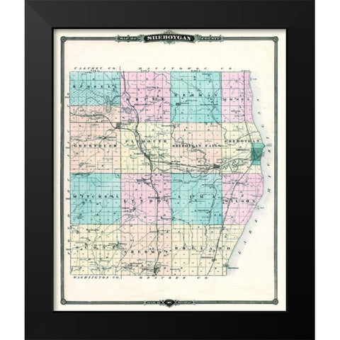 Sheboygan Wisconsin Landowner - Snyder 1878 Black Modern Wood Framed Art Print by Snyder
