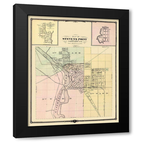 Stevens Point, Wonewoc South Carolina - Snyder Black Modern Wood Framed Art Print by Snyder