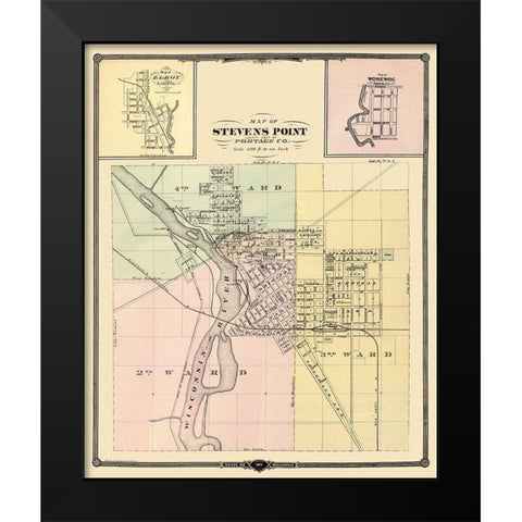 Stevens Point, Wonewoc South Carolina - Snyder Black Modern Wood Framed Art Print by Snyder
