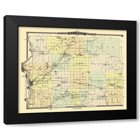 St. Croix Wisconsin Landowner - Snyder 1878 Black Modern Wood Framed Art Print with Double Matting by Snyder