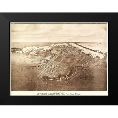 Superior Wisconsin - Bradley 1913 Black Modern Wood Framed Art Print by Bradley