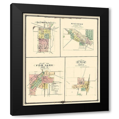 Tomah, Mauston, Fox Lake, Juneau Wisconsin Black Modern Wood Framed Art Print with Double Matting by Snyder