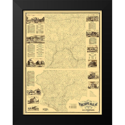 Trempealeau County Wisconsin - Tucker 1877 Black Modern Wood Framed Art Print by Tucker