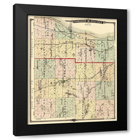 Washington Ozaukee Wisconsin Landowner Black Modern Wood Framed Art Print with Double Matting by Snyder