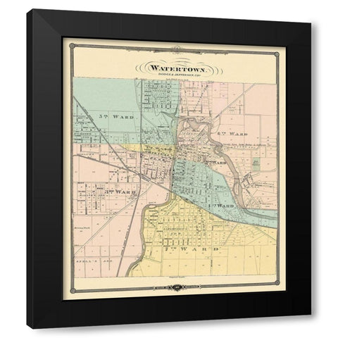 Watertown Wisconsin - Snyder 1878 Black Modern Wood Framed Art Print by Snyder