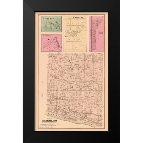 Waterloo Wisconsin - Foote 1877 Black Modern Wood Framed Art Print by Foote