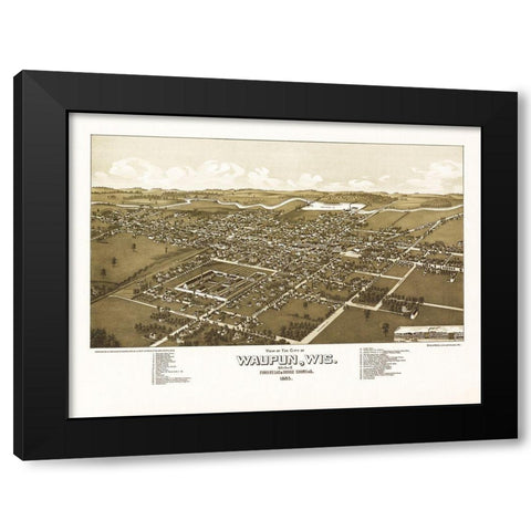 Waupun Wisconsin - Norris 1885 Black Modern Wood Framed Art Print by Norris