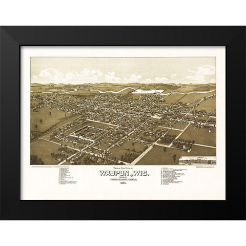 Waupun Wisconsin - Norris 1885 Black Modern Wood Framed Art Print by Norris