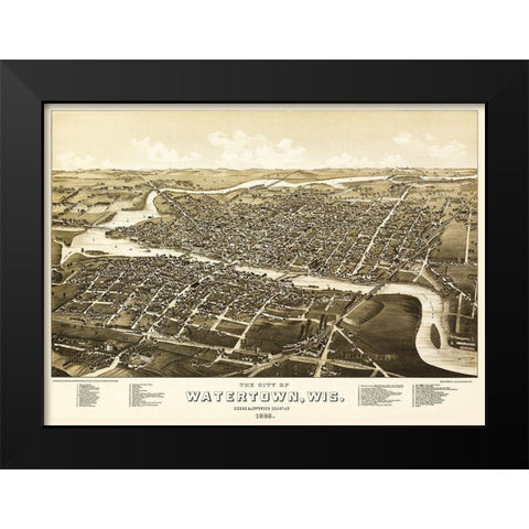 Watertown Wisconsin - Norris 1885 Black Modern Wood Framed Art Print by Norris