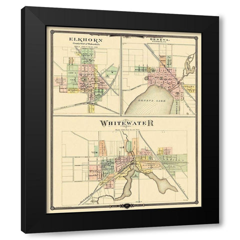 Whitewater, Elkhorn, Geneva Wisconsin - Snyder Black Modern Wood Framed Art Print with Double Matting by Snyder