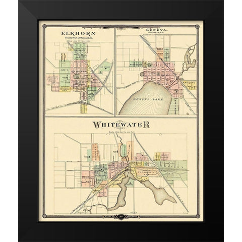 Whitewater, Elkhorn, Geneva Wisconsin - Snyder Black Modern Wood Framed Art Print by Snyder