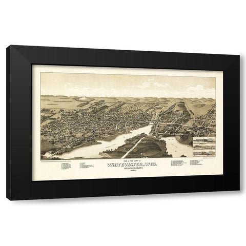 Whitewater Wisconsin - Norris 1855 Black Modern Wood Framed Art Print with Double Matting by Norris