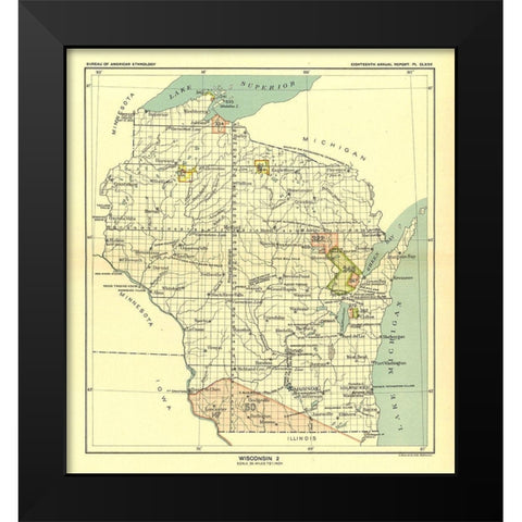 Wisconsin - Hoen 1896 Black Modern Wood Framed Art Print by Hoen