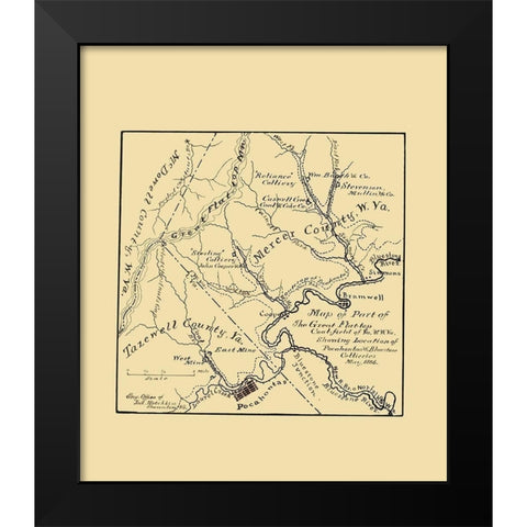 Flat Top Coal Field West Virginia - Hotchkiss 1886 Black Modern Wood Framed Art Print by Hotchkiss