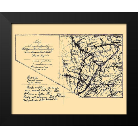 Lower Measures Coal Fields West Virginia Black Modern Wood Framed Art Print by Anon