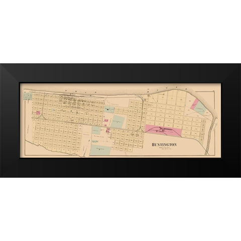 Huntington West Virginia - Hayes 1877 Black Modern Wood Framed Art Print by Hayes