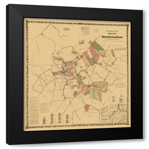 Kanawha Valley West Virginia Landowner Black Modern Wood Framed Art Print with Double Matting by Colton